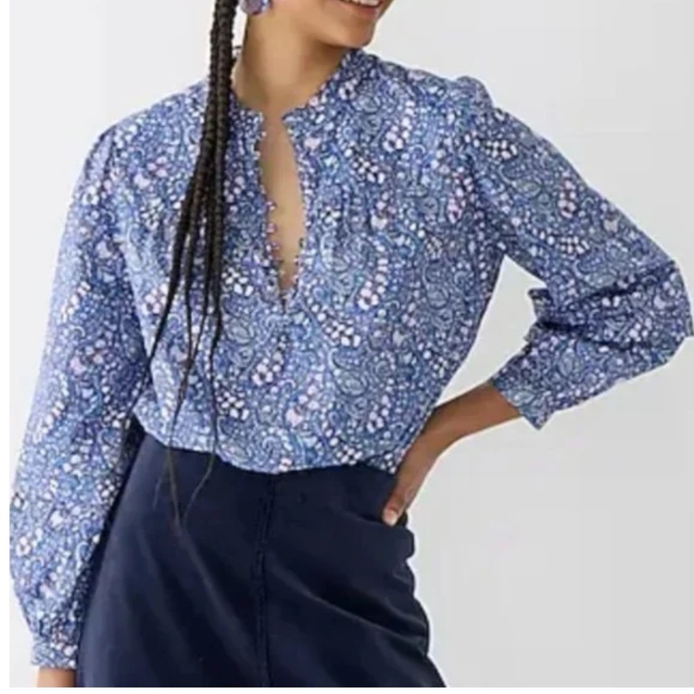 Button-front ruffleneck popover in Liberty® Bourton Bloom fabric Large